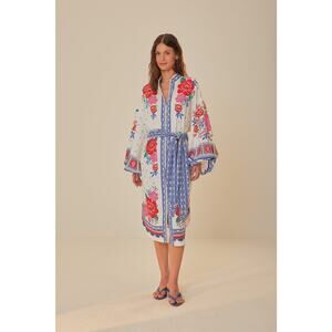 FARM Rio_Off_White Flowers Beach Midi Dress_Size XL